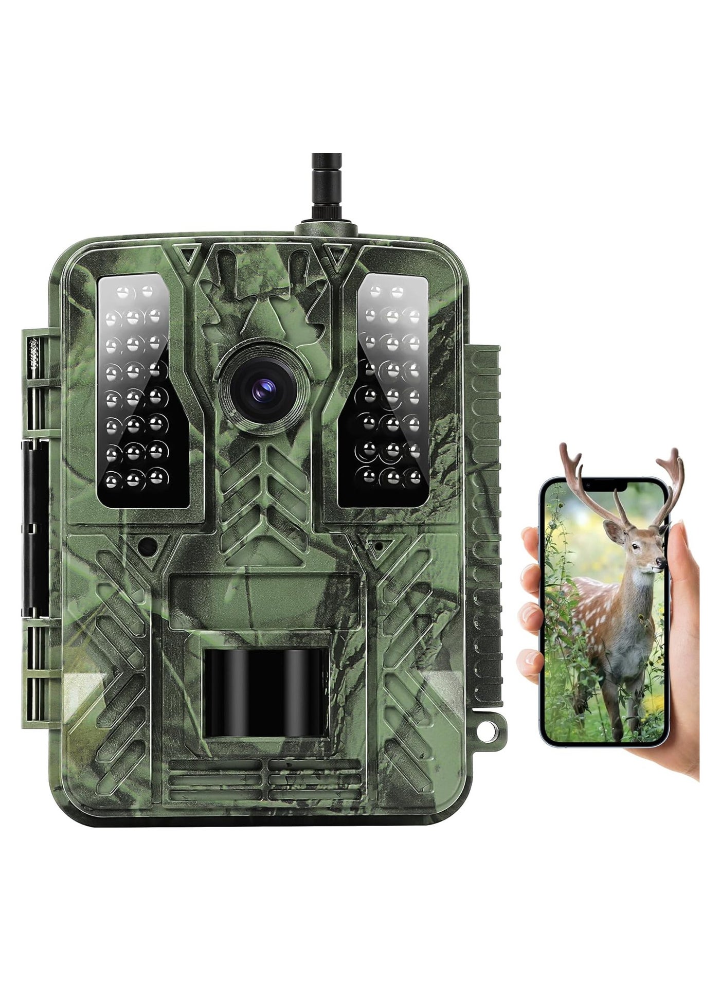 Compare Trail Camera, 4K 48MP WiFi Hunting Game Camera, 0.2s Trigger Time Deer Trail Camera, Infrared Night Vision IP67 Waterproof Wireless Wide Angle Trail Camera, for Outdoor Wildlife Monitoring at KSA Price
