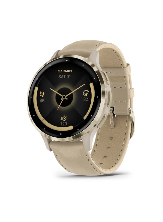 Compare Venu 3S  41 Mm  Up To 10 Days Of Battery Life  1.2 Inch Amoled Display, Scratch Resistant, Corning® Gorilla® Glass 3, Heart Rate Monitor, Stress Tracking, Built In Sports App, Built In Microphone, Ios And Android Compatible Soft Gold at KSA Price