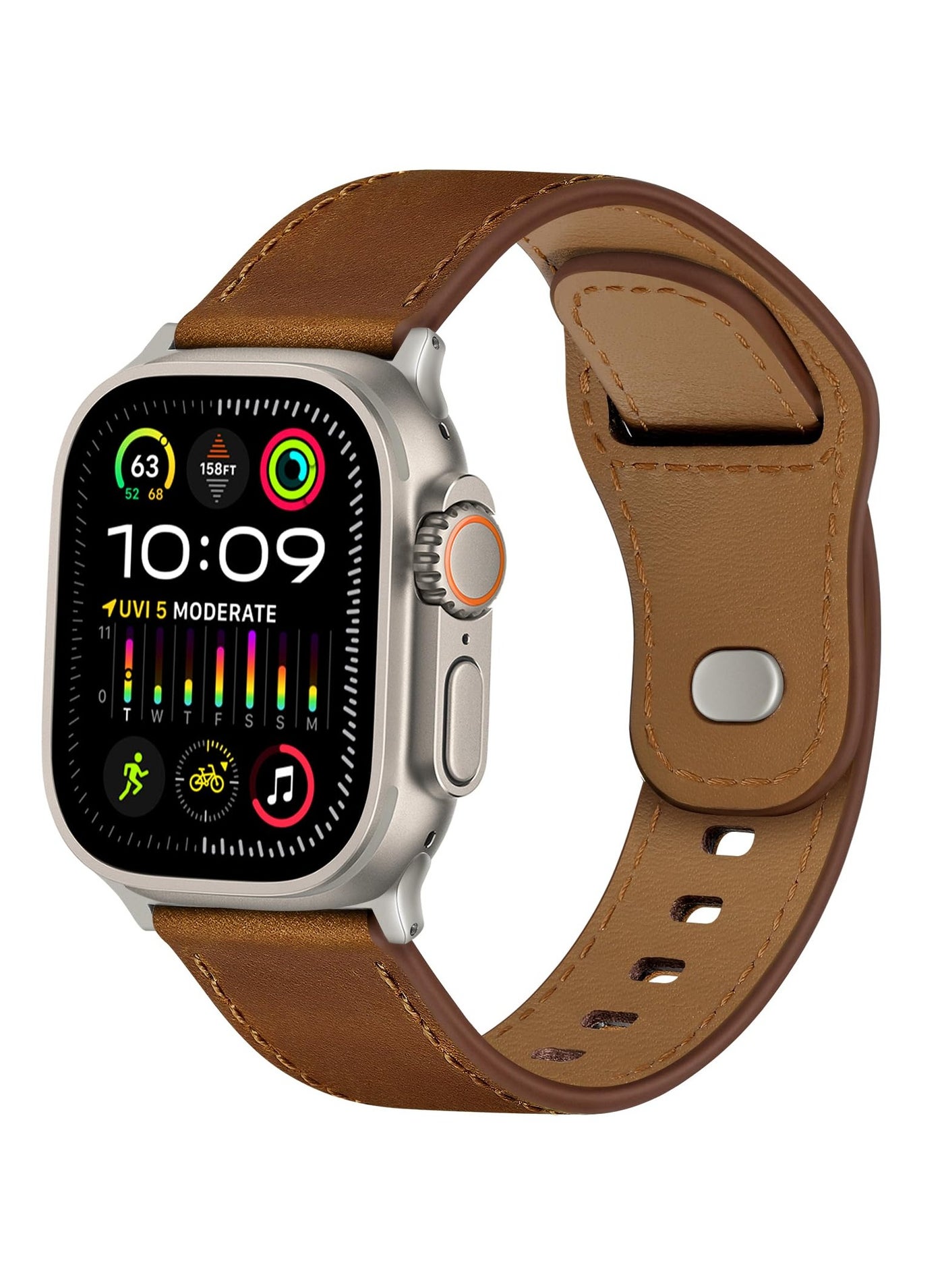 Compare Genuine Leather Band Compatible with Apple Watch Ultra 21, SE, Series 9876, Adjustable Watch Strap for Men and Women, 49mm, 45mm, 44mm, 42mm, Black at KSA Price