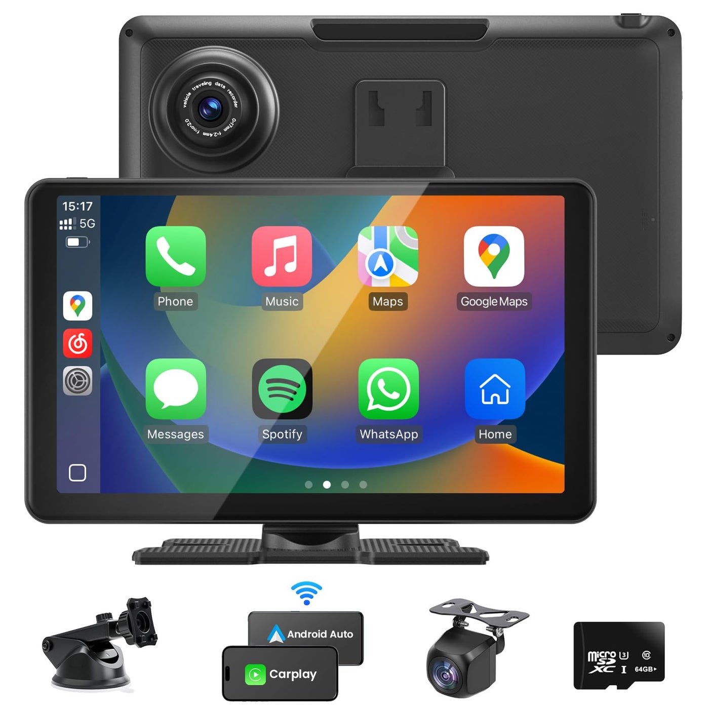 Compatible Wireless Apple CarPlay Android Auto Screen…
