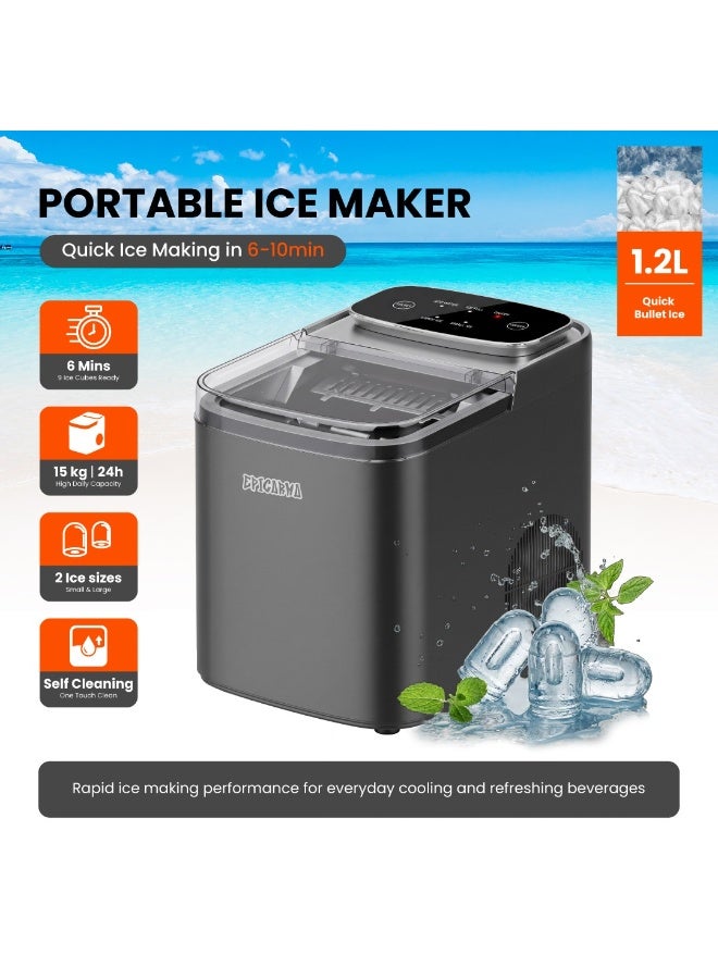 1.2L Portable Countertop Ice Maker Machine 12kg/24H,…