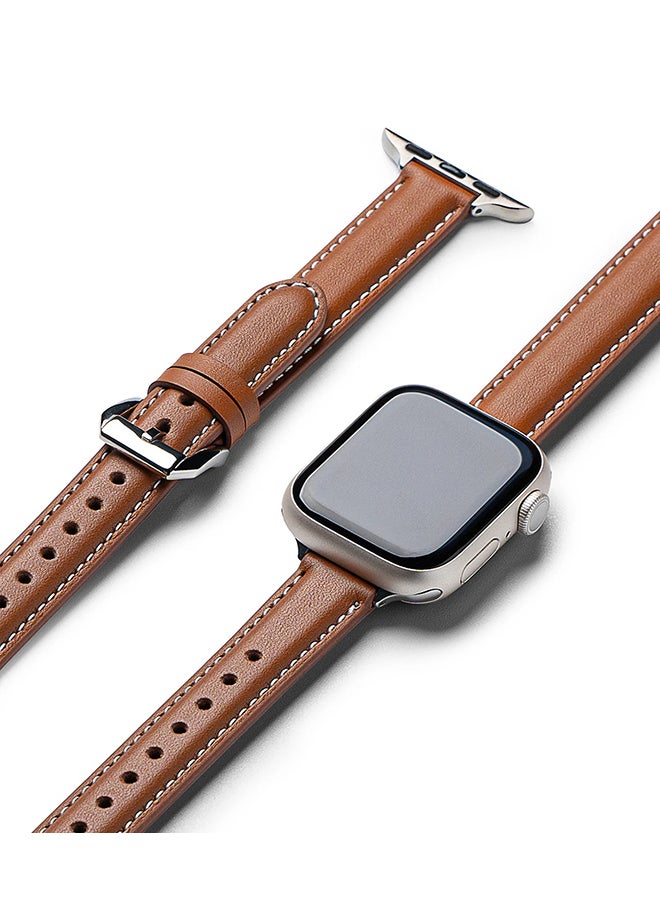 Compare Leather One Padded Slim Band for Apple Watch Series 10 42mm, Watch Series 987 41mm, Watch Series SE26SE54 40mm , Watch Series 321 38mm – Genuine Cowhide Leather Strap  Brown Brown at KSA Price