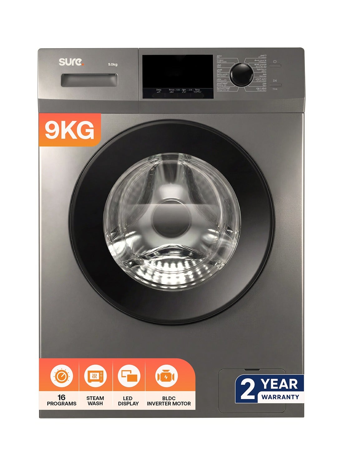 SURE 9KG Front Load Washing Machine, 1400 RPM…