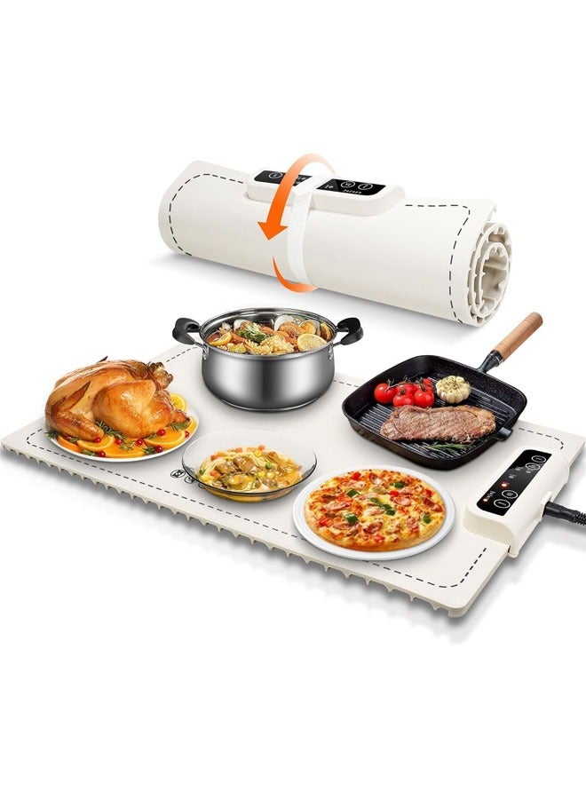 Compare Electric Warming Tray, Silicone Heating Mat for Food,Foldable Warming Plate,Full Surface Heating Food Warmer,3 Temperature & Timer Settings,for Gatherings,Home BuffetsWhite at KSA Price