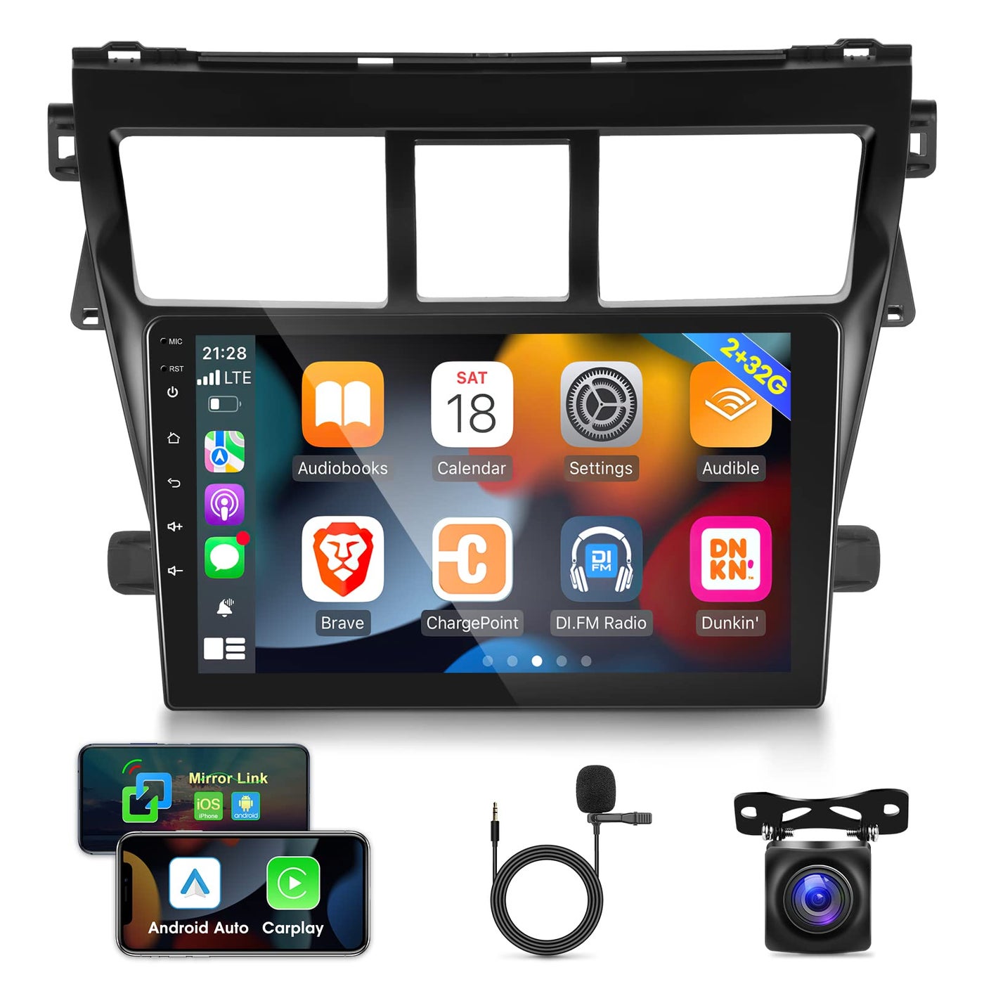 Compare 2G32G Car Radio for Toyota Vios Yaris 20072012 9 inch Android 11 Touch Screen Stereo CarplayAndroid AutoMirror Link1080PSWCBluetoothWiFi AHD Backup CameraMIC at KSA Price
