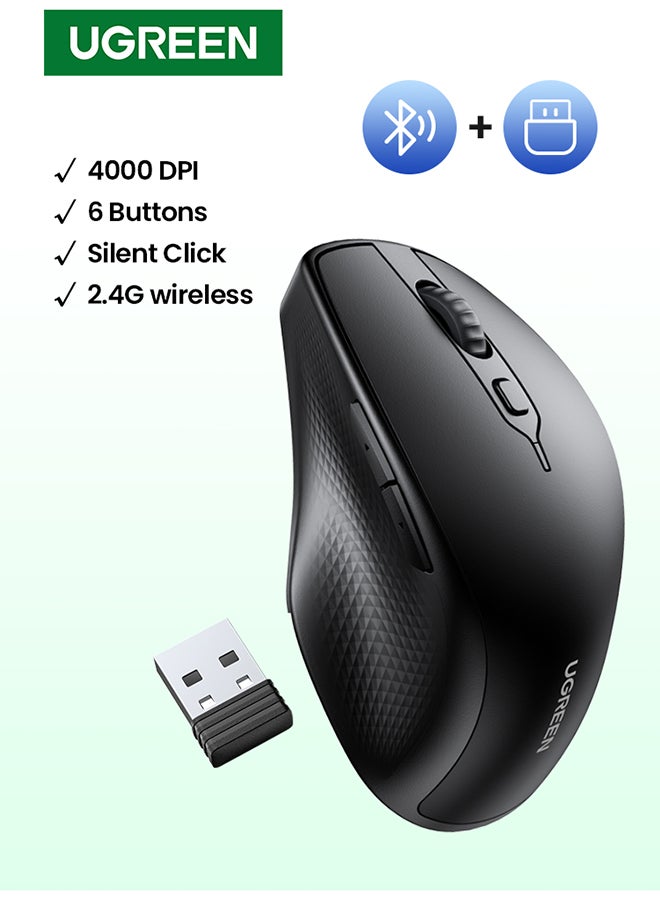 Compare Wireless Mouse Ergonomic, Upgraded Bluetooth Mouse & 2.4G USB Mice Dual Mode Cordless Silent Mouse for Tablet Noiseless Laptop Mice for PC Lenovo HP Dell Macbook Pro Air Smart TV Black at KSA Price