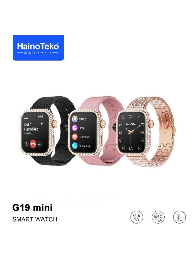 Compare G19 Mini Smart Watch – Ladies, AMOLED Display, 3 Interchangeable Straps, Fitness Tracker, Heart Rate & Sleep Monitor, Activity Tracking, Notifications, Stylish & Compact Design, Charging Cable Included at KSA Price