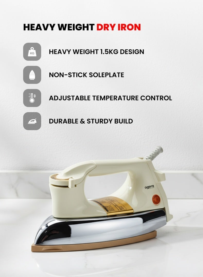 Heavy-Weight Dry Iron 1.5Kg | 1200W Powerful…