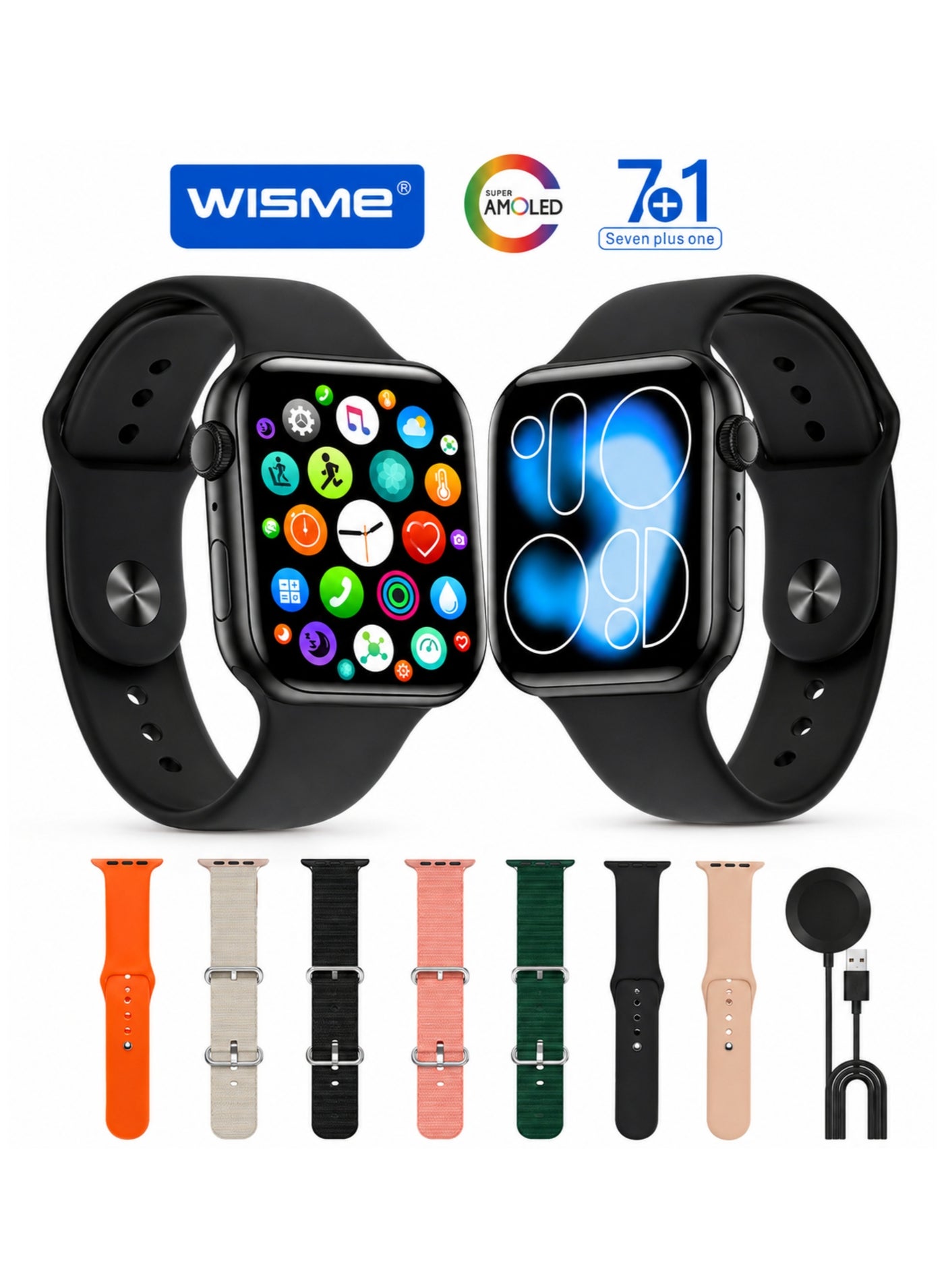Compare X85 AMOLED Bluetooth Smart Watch with 7 Straps, HD Calling, Fere Fit App, Sports Modes, Android & iPhone Compatible Black at KSA Price