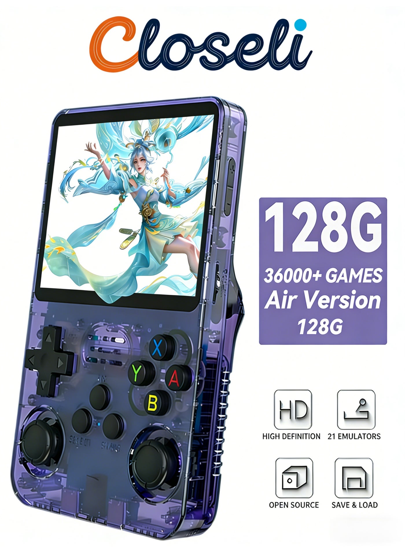 Compare Handheld Game Console, Portable Pocket Arcade, Rechargeable Retro Game Console,Builtin 128G Card,36000+ Games, 3.5 Inch IPS Screen, 3500mAh Battery, Open Source Linux System, OTG Support, Up to 256GB Expansion, Birthday & Holiday G at KSA Price