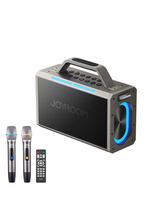 Compare JOYROOM JRMW03 Pies Series Party Double Microphone Bluetooth Speaker Emergency Battery with BassTreble and LED Light, Studio Subwoofer Support TWS, AUX, Type C , USB in, FM Etc. Black at KSA Price