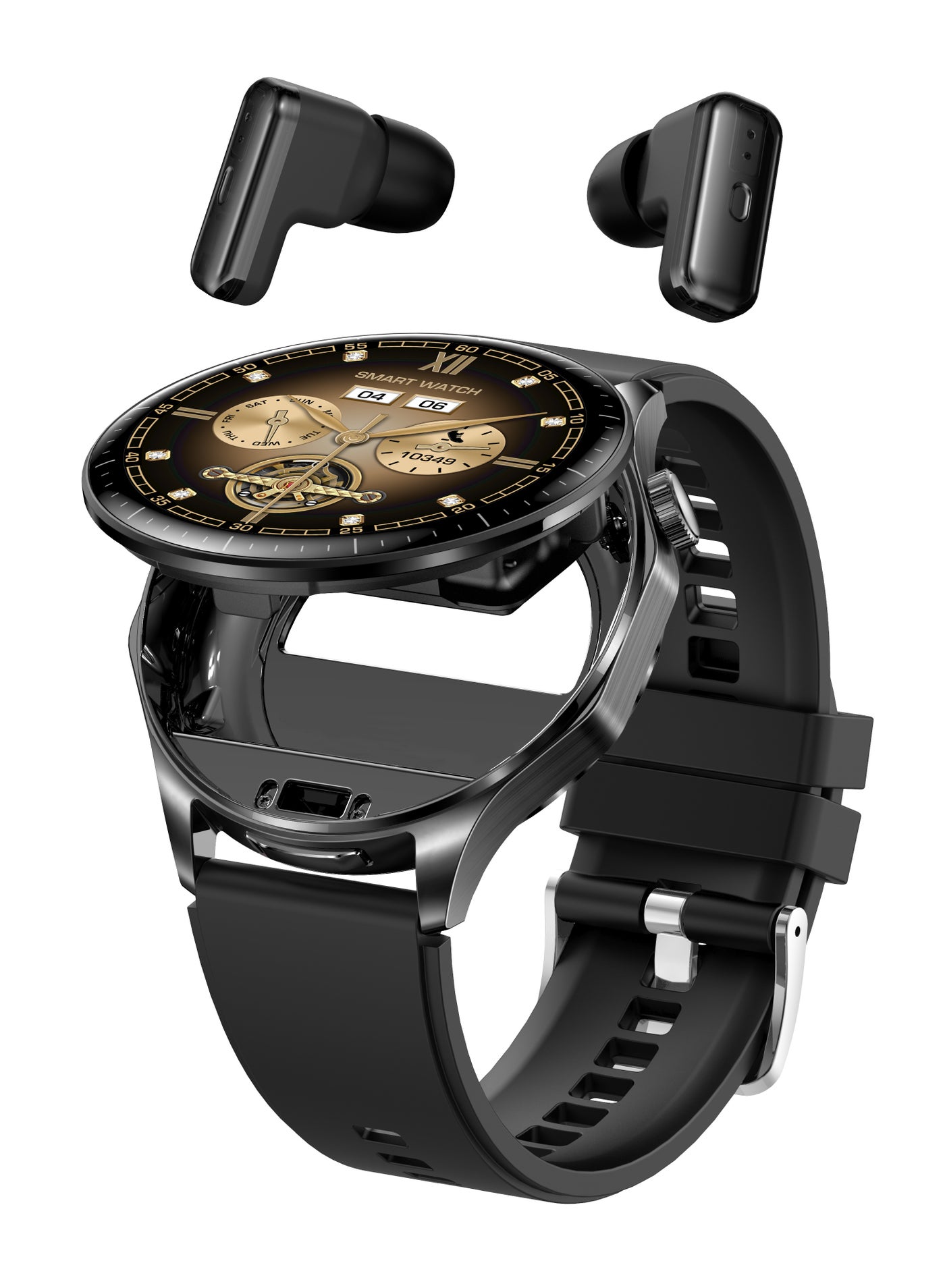 Compare Mens SmartWatch, 1.43inch AMOLED Screen, TWS Organizer, IP67 Waterproof And Dustproof, Health Monitoring, 100+ Sports Modes, Large Capacity Battery, Smart Sports Watch, T98 Tape Black at KSA Price