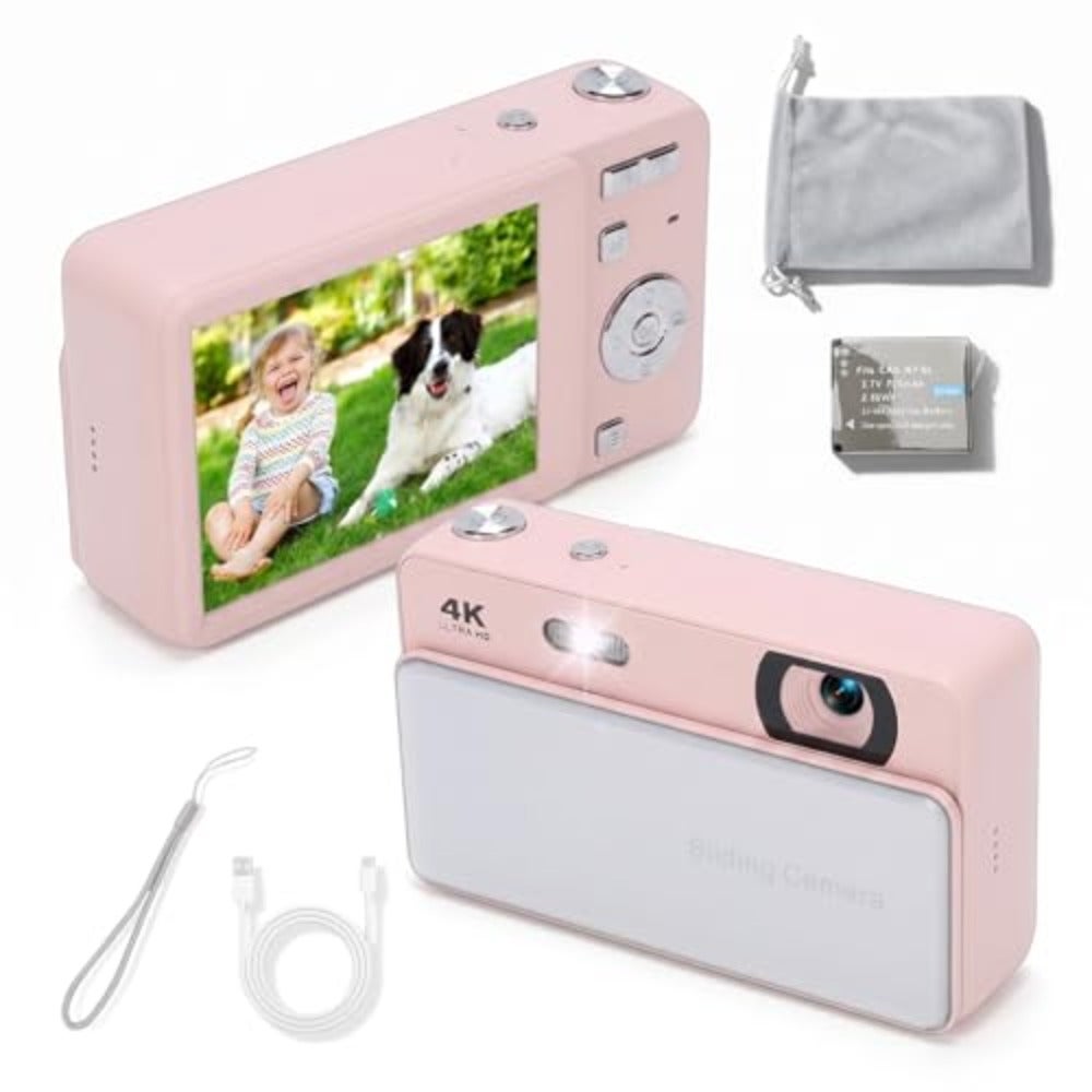 Compare 4K 64MP Sliding Digital Camera for Travel For Teens and Students Compact Design Lightweight Plastic Body Builtin Rechargeable Battery at KSA Price