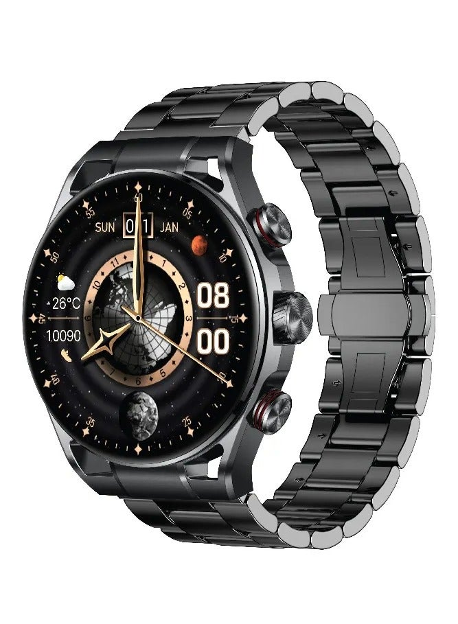 Compare Chrono Pro Smart Watch with AMOLED Display and HightFidelity BT Calling  7 Days Working Time  FullView Touch Display  Voice Recording  100+ Sports Modes  Rotary Encoder Button  Pedometer  Black at KSA Price