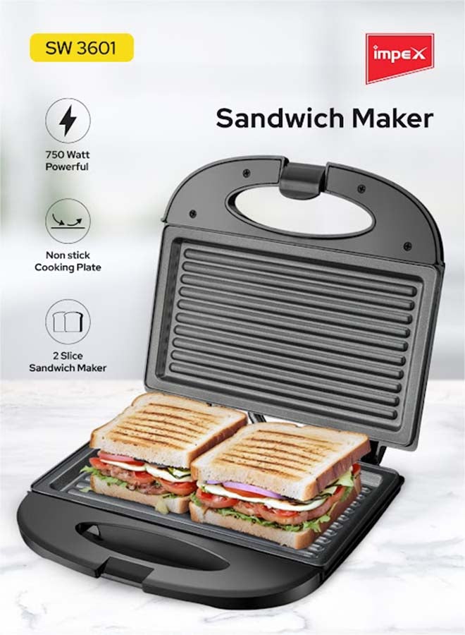 Sandwich Maker 2 Slice, Non Stick Coated Plates,…