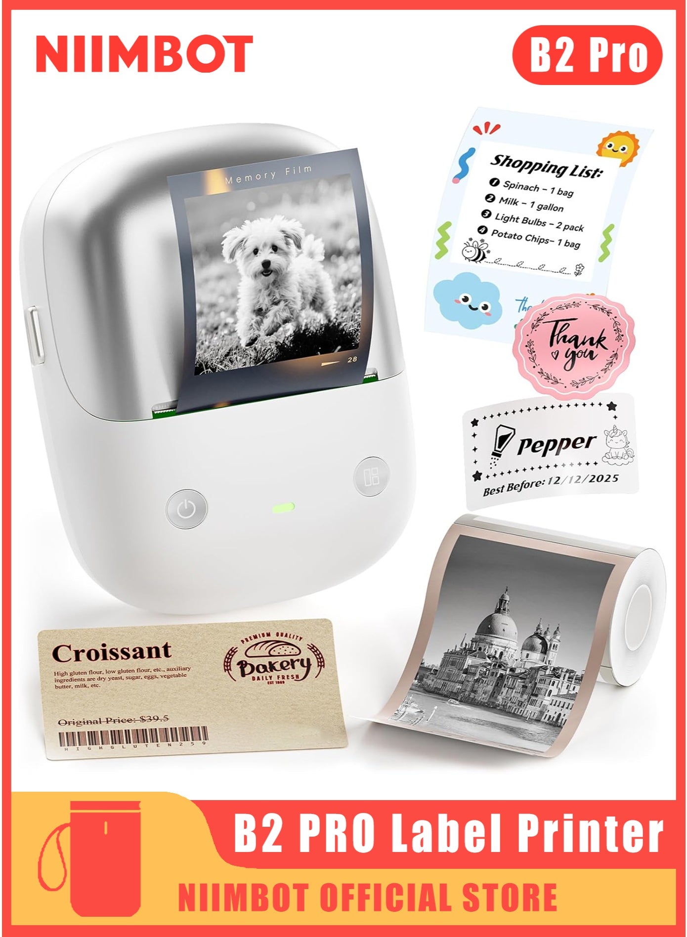 B2 Pro Bluetooth Label Maker, 300DPI HD Thermal Sticker…