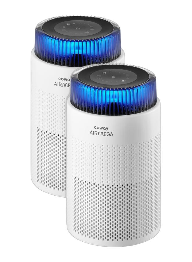 Compare Air Purifier AM100 1+1 offer Home Bedroom 810 ft², Mood Light Air Quality Indicator, 3in1 Filter, GreenHepa, Removes 99.99% Pet, Dust, Odours, Allergies, Quiet 24db, White at KSA Price