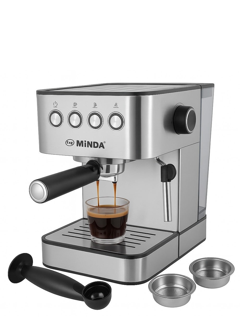 Compare MINDA Espresso Coffee Machine – 20Bar Pressure, Milk Frother, Cappuccino & Latte Maker, Compact Design, Easy Clean, Home Barista Espresso Maker – Silver at KSA Price