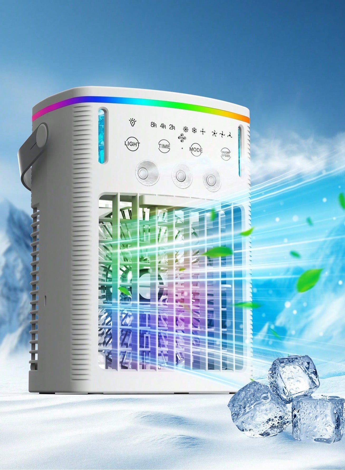 Compare Air Cooler Fan 3in1Mist Humidifier Quiet Fan for Home Office Bedroom RGB Light With Remote Control Quiet Fan at KSA Price