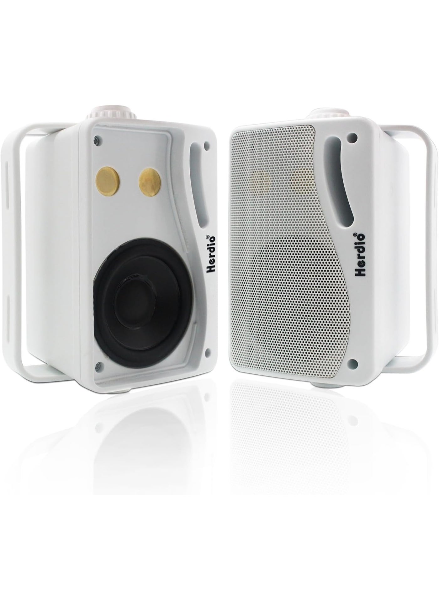 Compare Herdio 3.5 Inch Passive Outdoor Speakers Wired Waterproof 200W 3 Way Premium Mountable Wall Mount Speakers with Superior Sound AllWeather Durability for Patio Marine Boat Garage Indoor White Pair at KSA Price