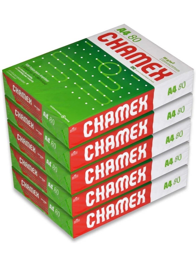 Compare Chamex A4 Photocopy Paper, 80 GSM, 500 Sheets per Pack, White, Pack of 5 White at KSA Price