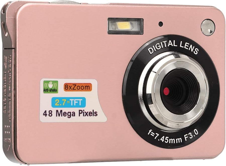 Pink Digital Camera 4K 48MP 8X Zoom Vlogging…