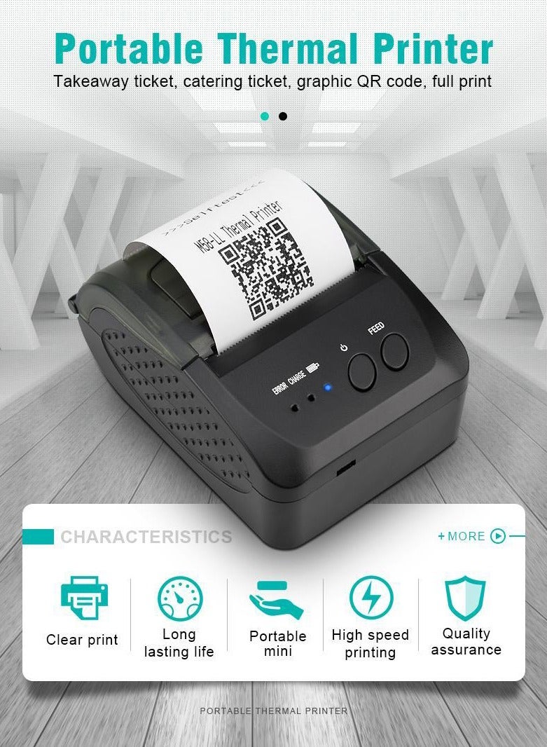 Compare Bluetooth Receipt Printer, 58mm Mini Thermal POS Printer Portable Personal Bill Printer 2 inches for Restaurant Sales Retail Compatible with AndroidIOS WindowsLinux at KSA Price