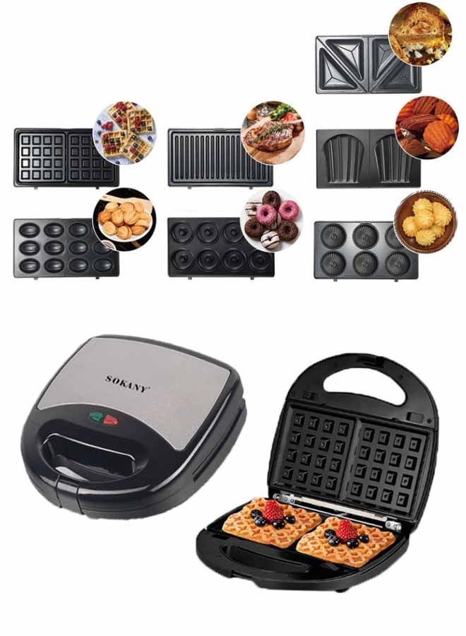 7-In-1 Anti-Stick Multi Snacks Maker, Sandwich-Grill-Waffle-Donut-Toast-Omelette-Loaf-Cookie…