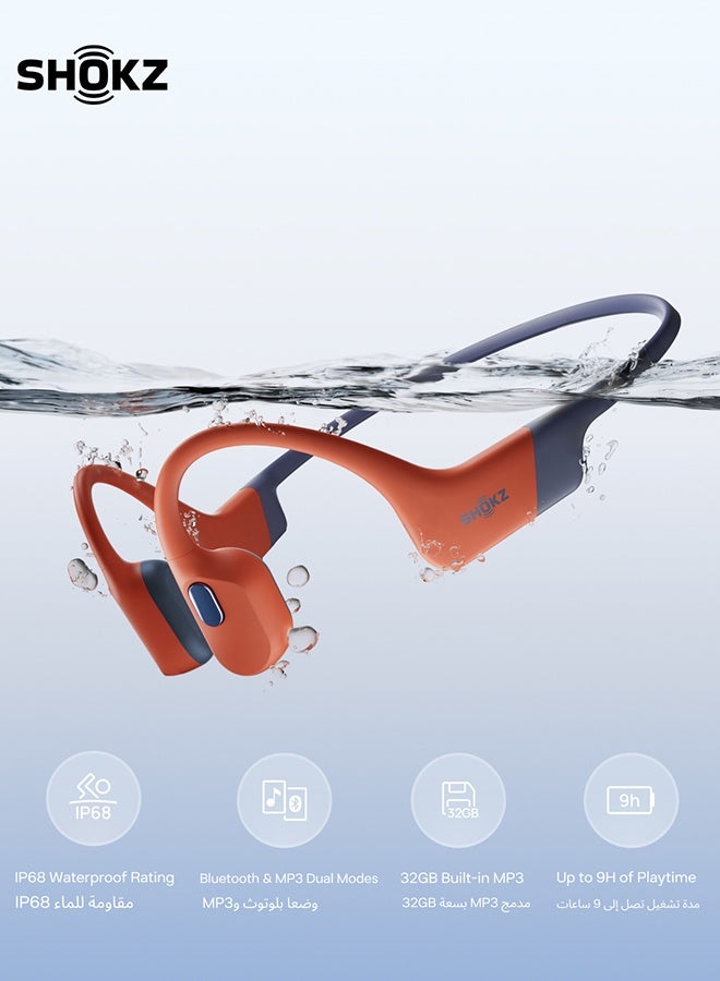 Compare OpenSwim Pro Bone Conduction Sports Headphones  IP68 Waterproof, Bluetooth 5.4, 32GB MP3 Storage, Noise Cancelling Mics, 9h Playtime  Red at KSA Price