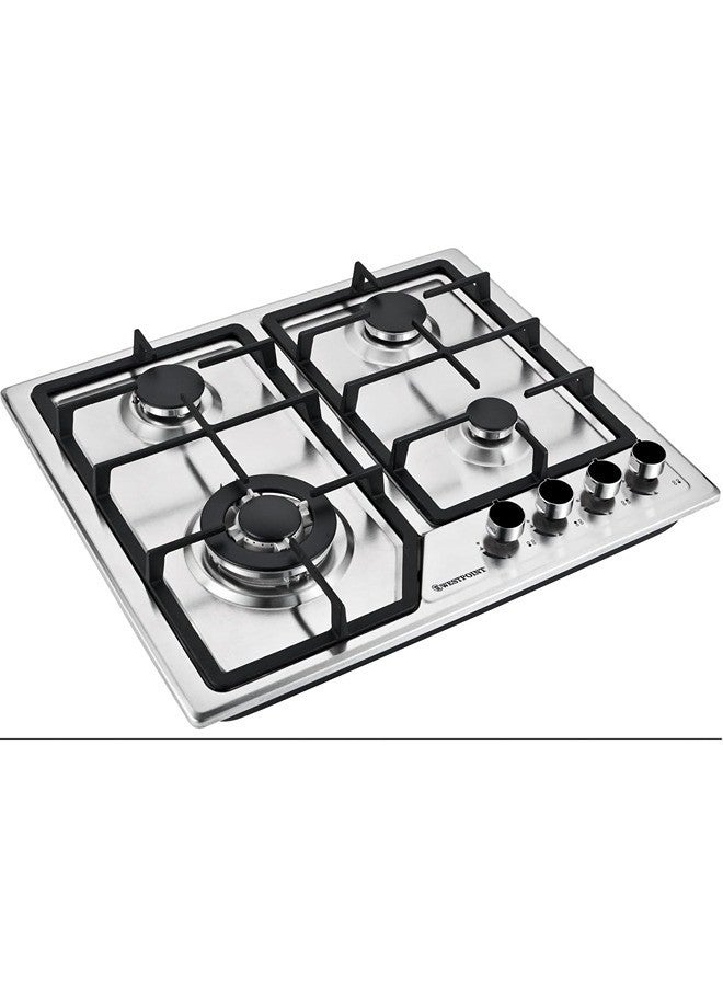 Compare 4 Burner Countertop Gas Hob with Auto Ignition, Cast Iron Support, Full Safety Features, Straight Flame, Stainless Steel Body, Enamabled Burners WGUJ6640GIF Stainless Steel at KSA Price