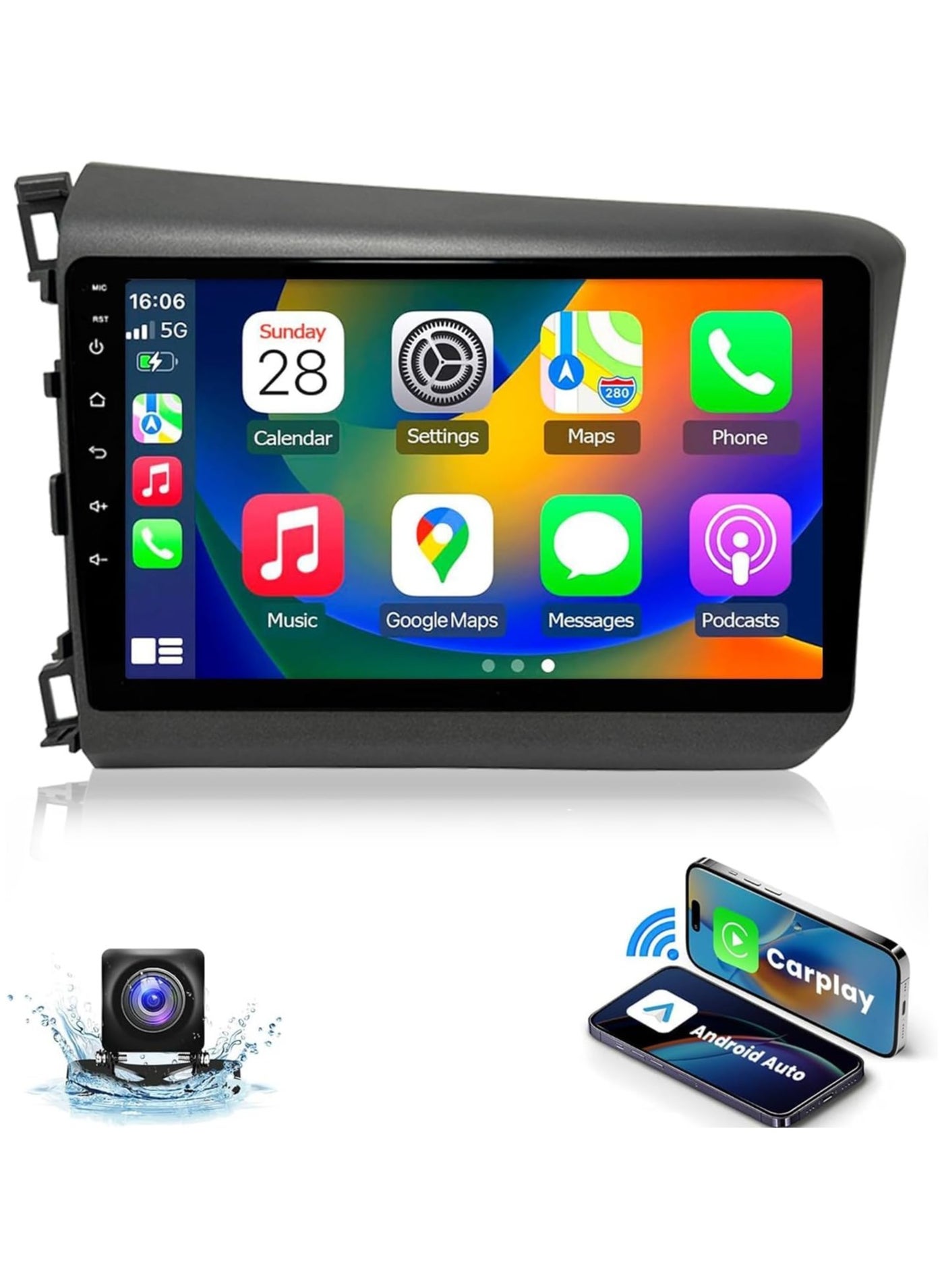 Compare Android Car Stereo for Honda Civic 20122015 4GB RAM 64GB ROM Support Carplay, Mirror Link WiFi BT, Radio GPS Navigation, 9 Inch IPS Touch Screen with AHD Camera Included at KSA Price