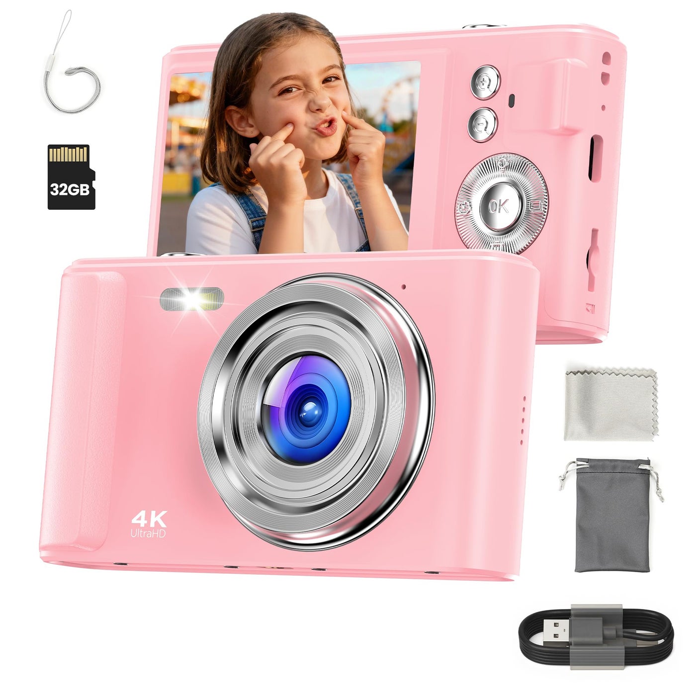 Compare Digital Camera 4K for Kids: 48MP Pink Camera for Teens Photography  Christmas Birthday Gifts for Girls  16X Zoom Shoot for Vlogging  Compact Camera for 6 7 8 9 10 Years Old Toys for Toddler at KSA Price