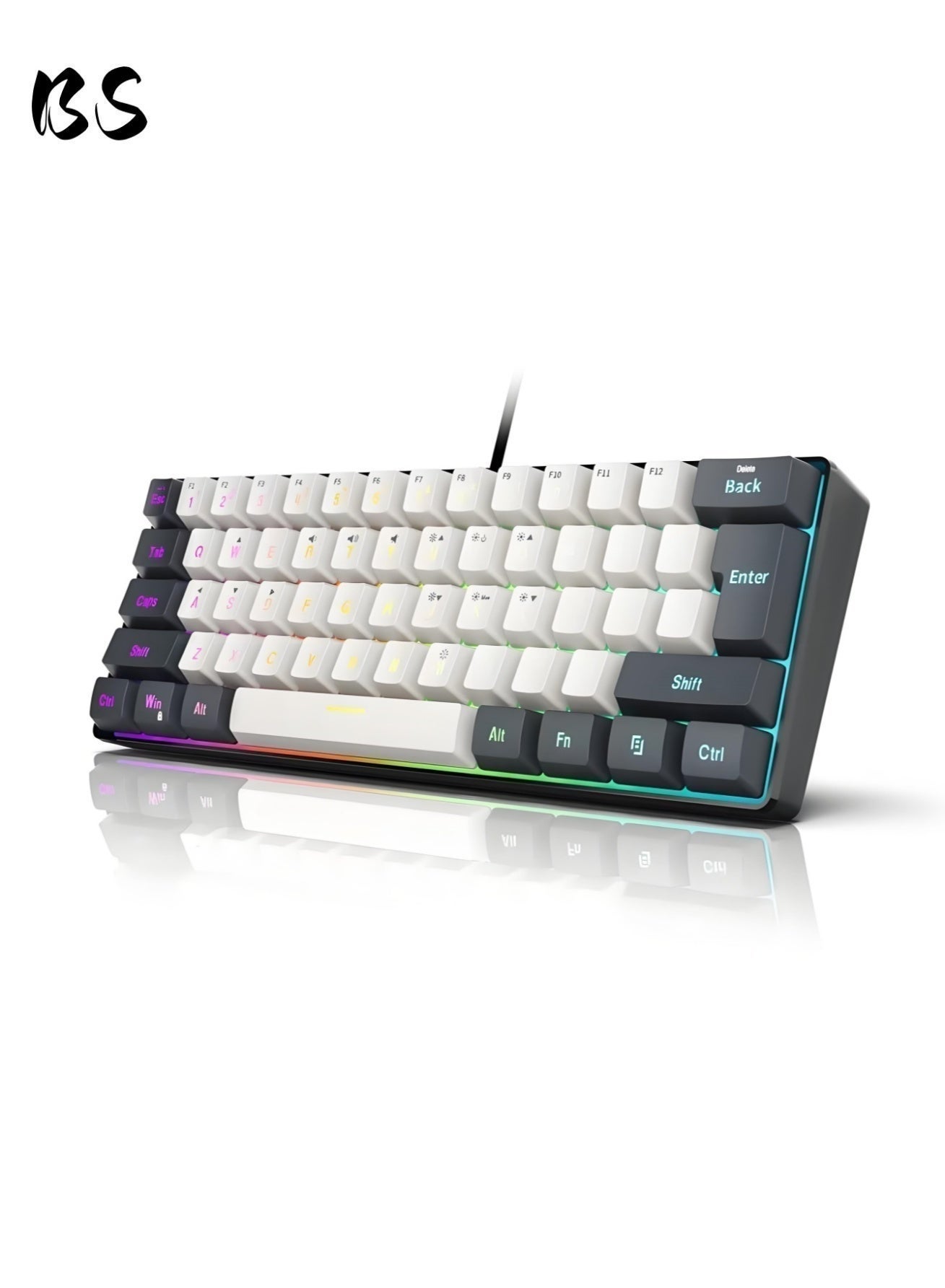 61-key RGB backlit ultra-compact small gaming keyboard…