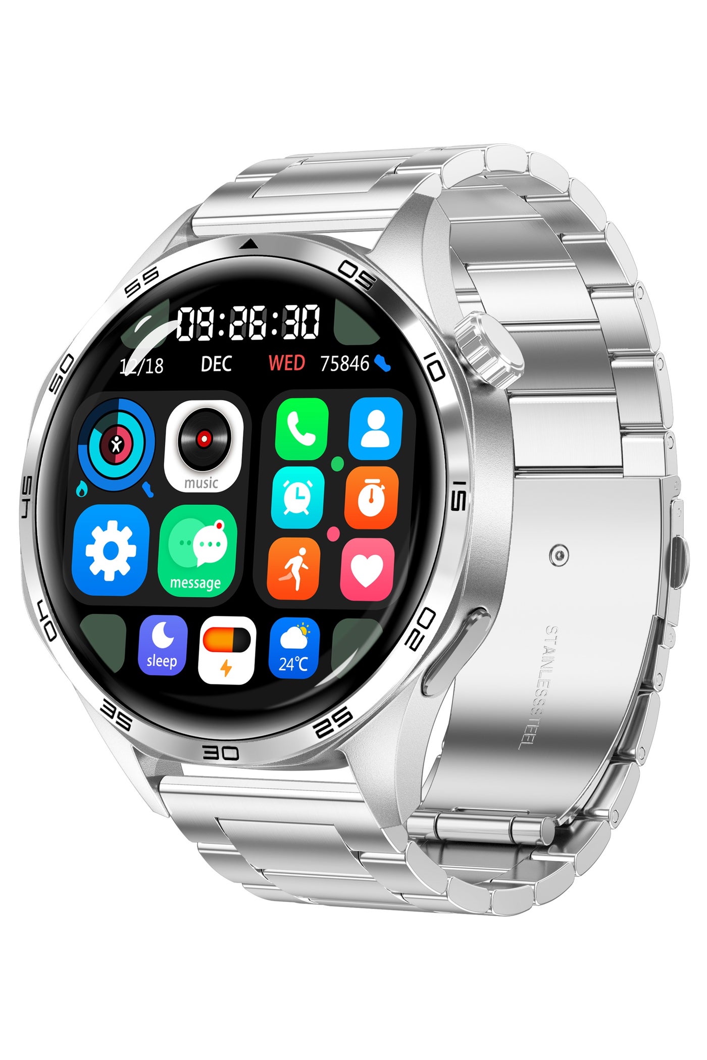 Compare Mens Smart Watch, 1.53Inch HighDefinition Touch Large Screen, GPS Positioning, Bluetooth Call, Health Monitoring, IP67 Waterproof Sports Watch, WATCH5PRO Steel Band Silver at KSA Price
