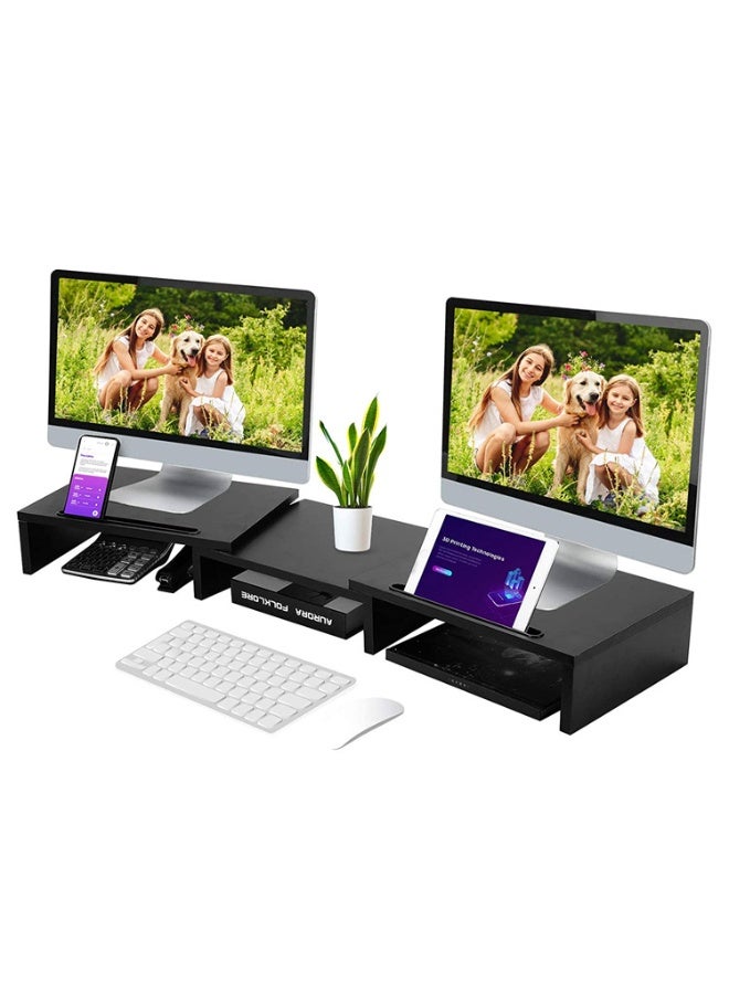 Dual-screen monitor stand with height-adjustable mount,…