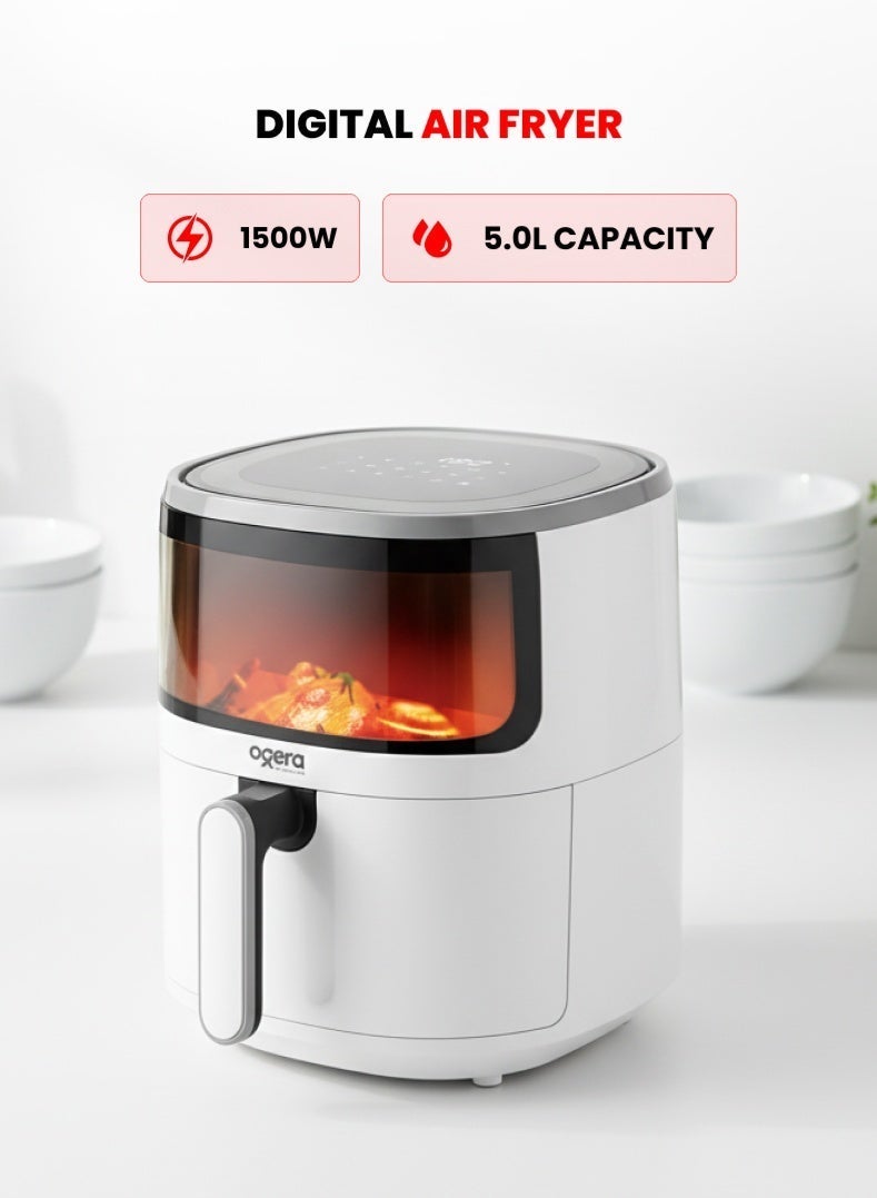 Compare 5.0L Digital Air Fryer OG8501AF – Large Capacity 1500W Air Fryer with NonStick Pot & Rack, OilFree Healthy Cooking, Adjustable Time & Temperature, 60Minute Timer, 2Year Warranty at KSA Price