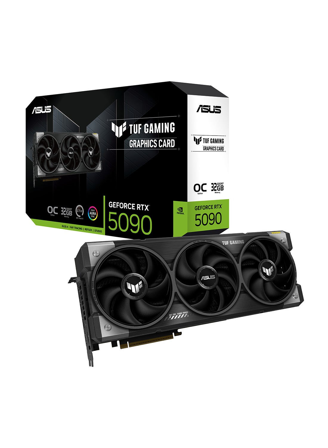 Compare TUF GeForce RTX 5090 OC Edition O32G Gaming Graphics Card, 32GB GDDR7, 21760 CUDA Cores, PCIe 5.0, 28 Gbps Memory Speed, 512bit Memory Interface, HDMI 2.1b x 2, DisplayPort 2.1b x 3, 7680x4320 Resolution, AURA SYNC, 1000W PSU at KSA Price