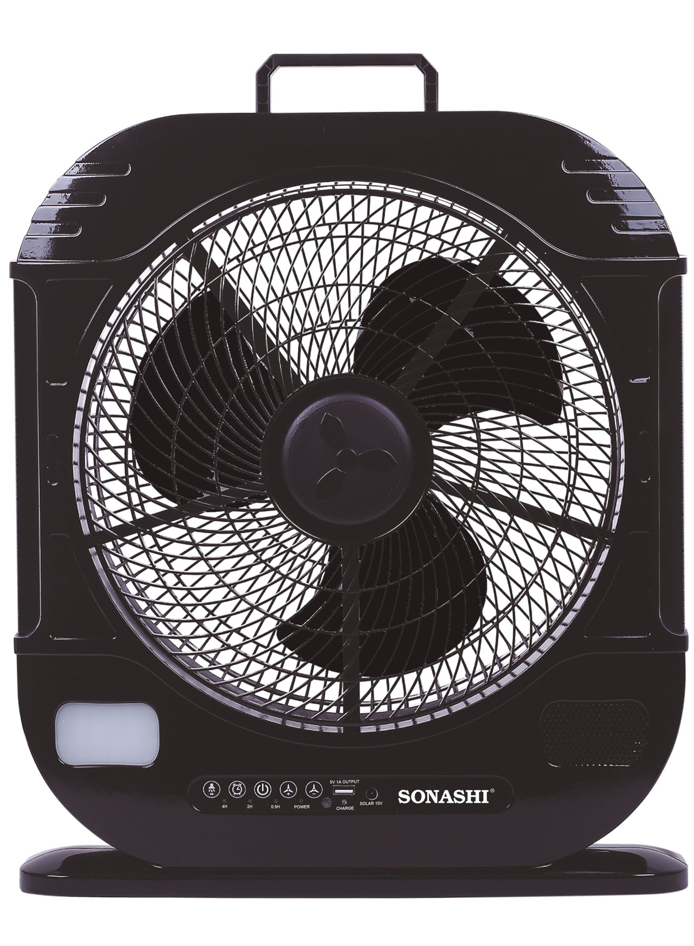 Compare 12Inch Rechargeable Fan  Remote Control | 3 Speed Control with Bright LED | Solar Charging Slot with Continuous 20 Hours Working | High Performing Motor for High Speed | Portable Fan SRF512N Black at KSA Price