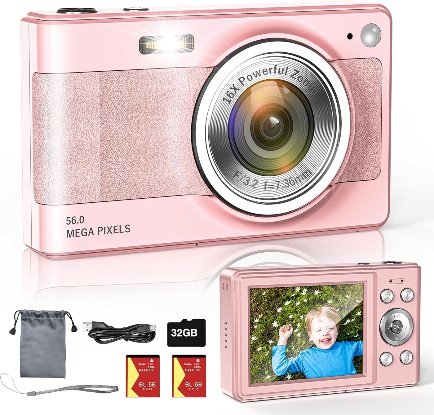 Digital Camera - 56MP Photos & 1080P Videos,…