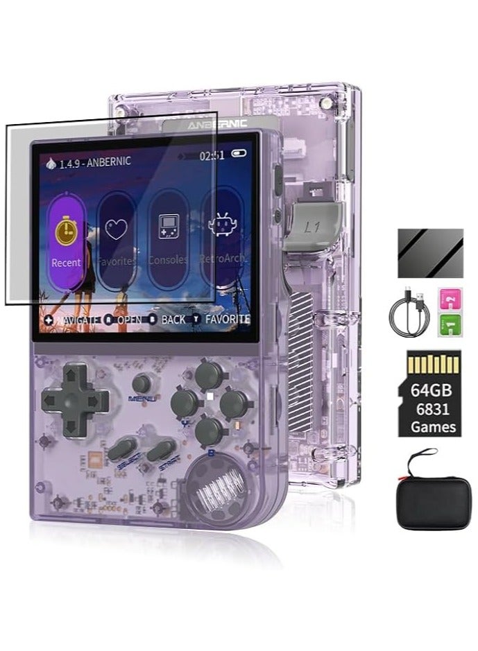 Compare ANBERNIC RG35XX New Retro Handheld Game Console Linux System HDTV Output 3.5 Inch IPS Screen 64G TF Card 5500+ Classic Games 2600mAh Battery Purple at KSA Price