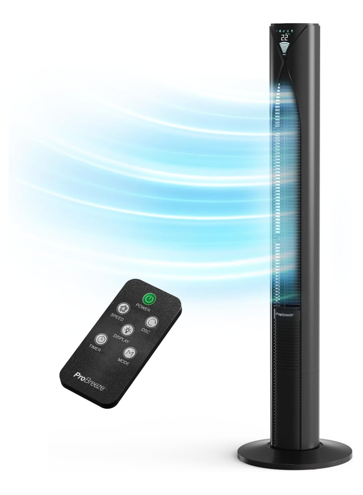 Compare 46 Inch Oscillating Tower Fan with Remote, Floor Standing 70 Degree , Powerful Quiet 45w Portable for Bedroom, 3 Speed, 4 Modes, 12hr Timer Bladeless Fans Room Black at KSA Price