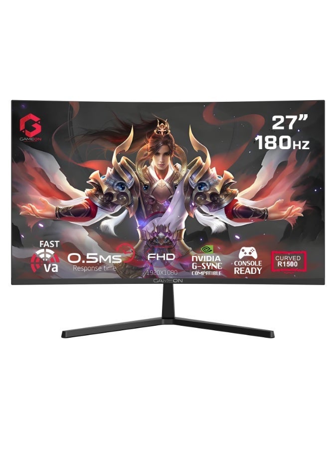 Compare 27 Inch Curved Gaming Monitor FHD 1920×1080 180?Hz Gaming Monitors – 0.5?ms MPRT, Adaptive?SyncFreeSync, HDR10, 4000:1 Contrast, Built?In Speakers, HDMI 2.1 & DP 1.4, Ergonomic Tilt black at KSA Price