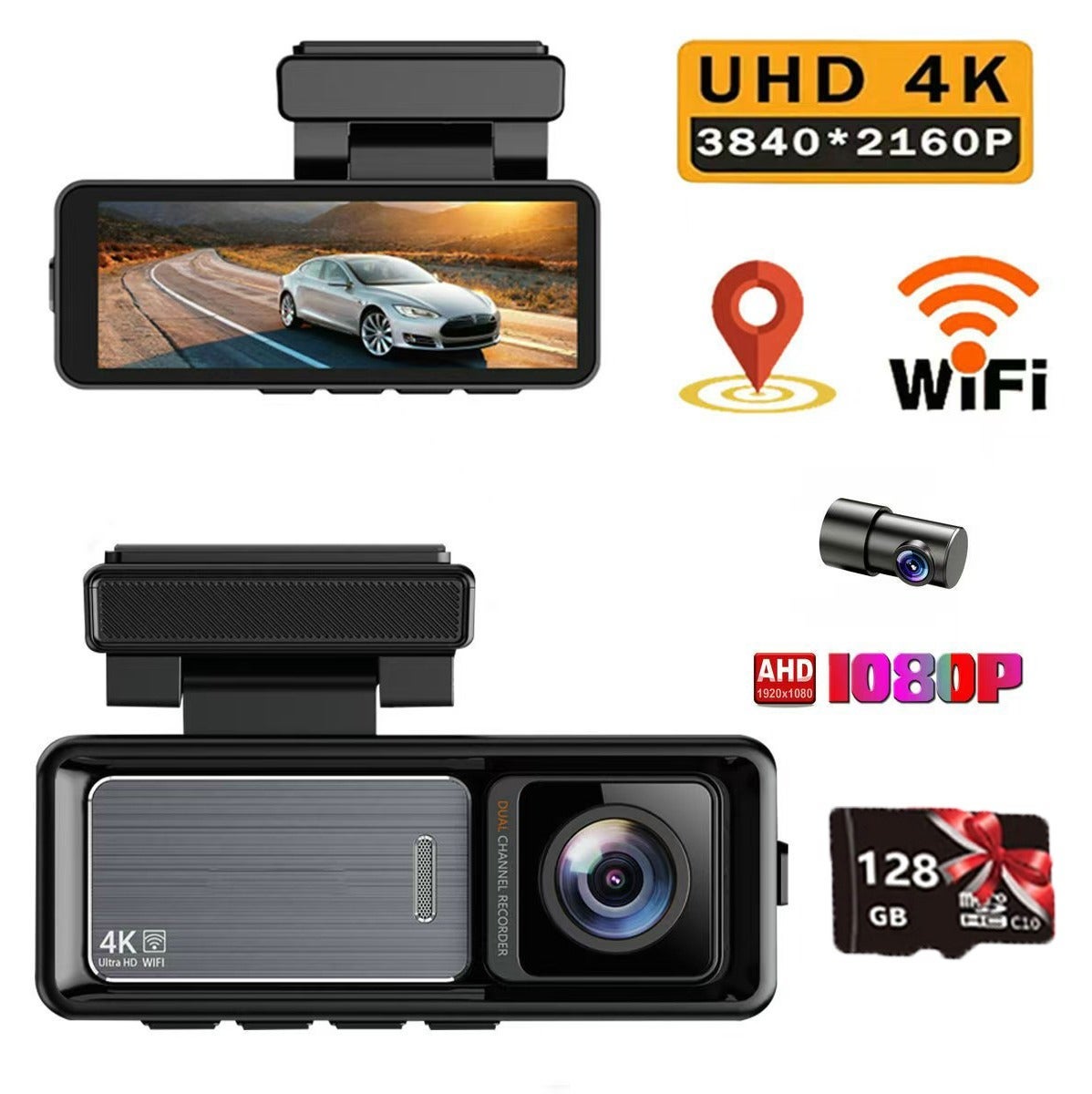 Dash Cam Car 4k Front and 1080P Rear -…
