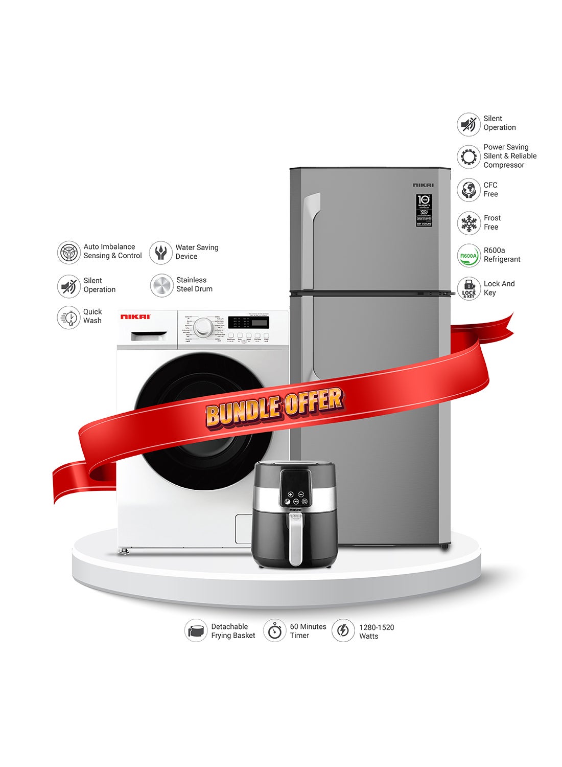 Bundle 300L Double Door Refrigerator + 6kg Semi-Automatic…