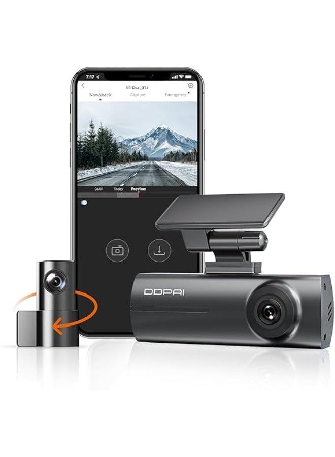 DDPAI Dash Cam for Cars, 1296P + 1080P Front…