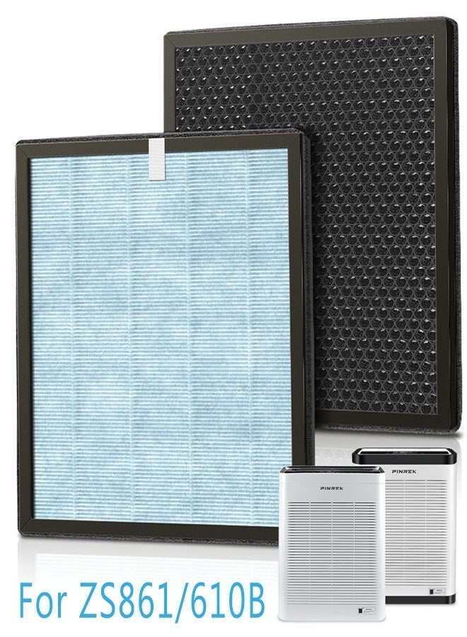 Compare PINREK Replacement Filter for ZS861  610B Air Purifier, True H13 HEPA Filter, 3Stage Air Purifier Filter with Activated Carbon, PreFilter, Captures 99.97% of Dust, Smoke, Odors, VOCs, 1 Pack at KSA Price
