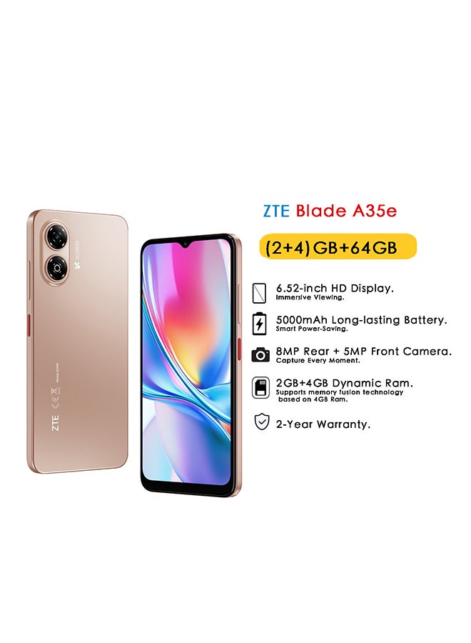 Compare Blade A35e Dual SIM Coral Pink 2GB+4GB RAM 64GB 4G  Middle East Version at KSA Price