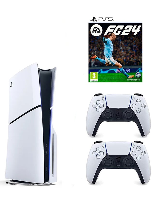 Compare PlayStation 5 Disc Slim Console With Extra White Controller And FC 24 at KSA Price