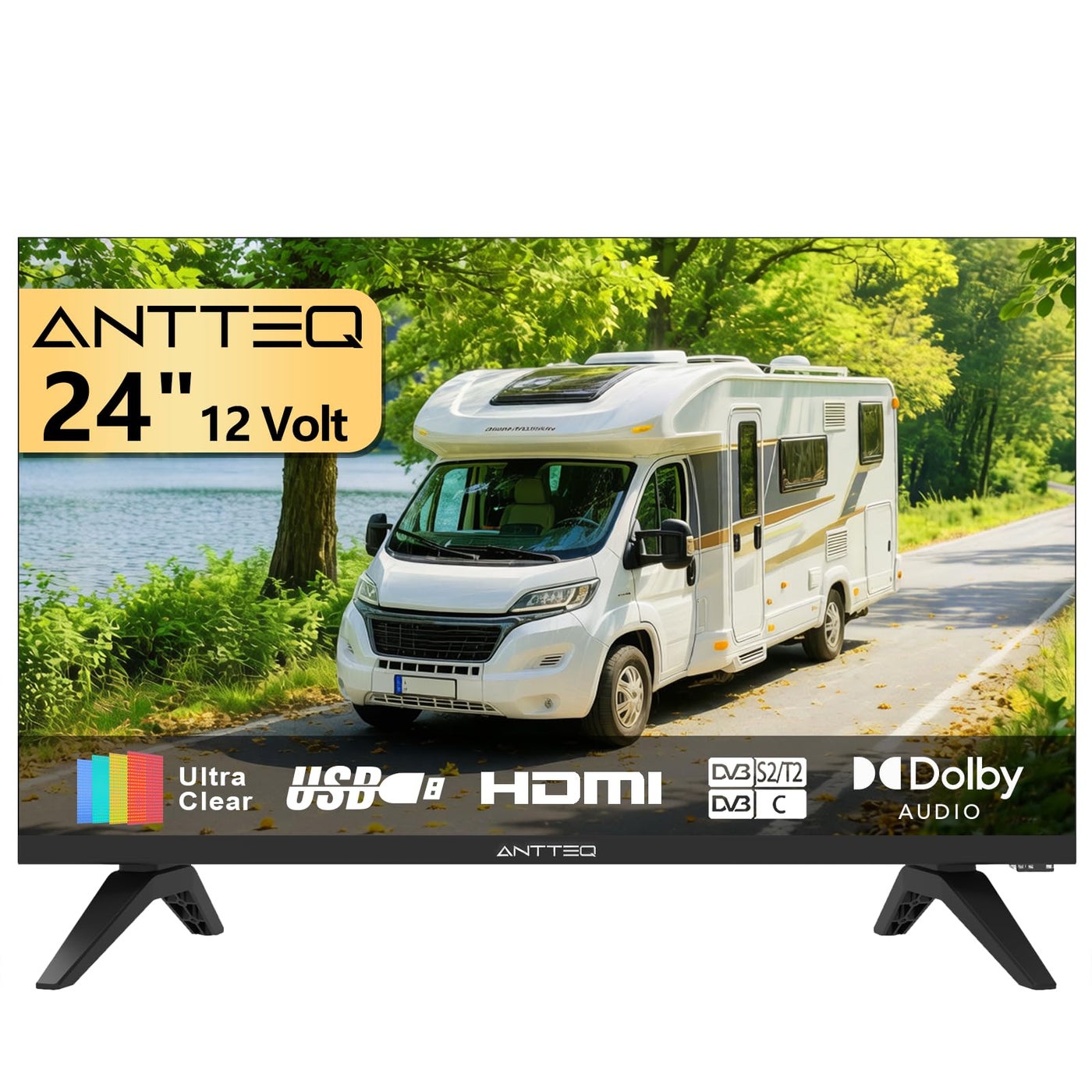 Antteq 24 inch 12 Volt HD TV, Bezel-less…