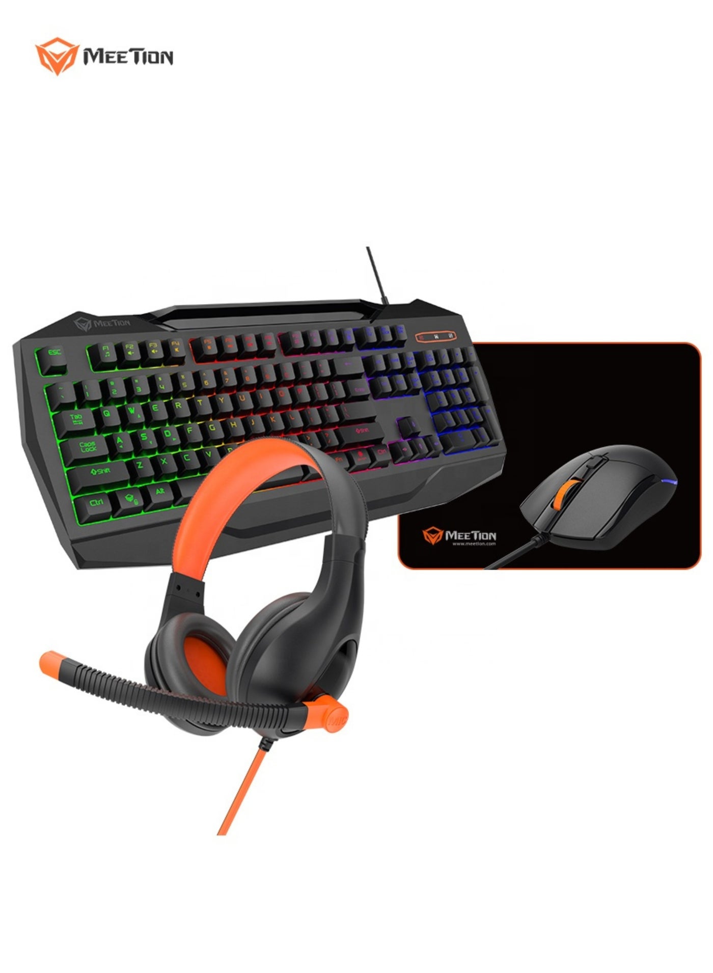 Compare Meetion C490 Gaming Combo – Wired Keyboard, Mouse, Headset & Mouse Pad 4in1 PC Gaming Kit at KSA Price